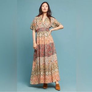 Moulinette Soeurs boho chic floral silk dress, Anthropologie